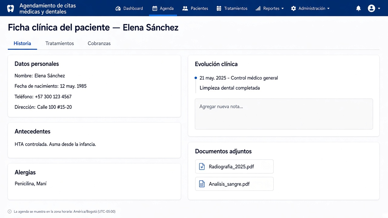 Ejemplo: Ficha clínica del paciente