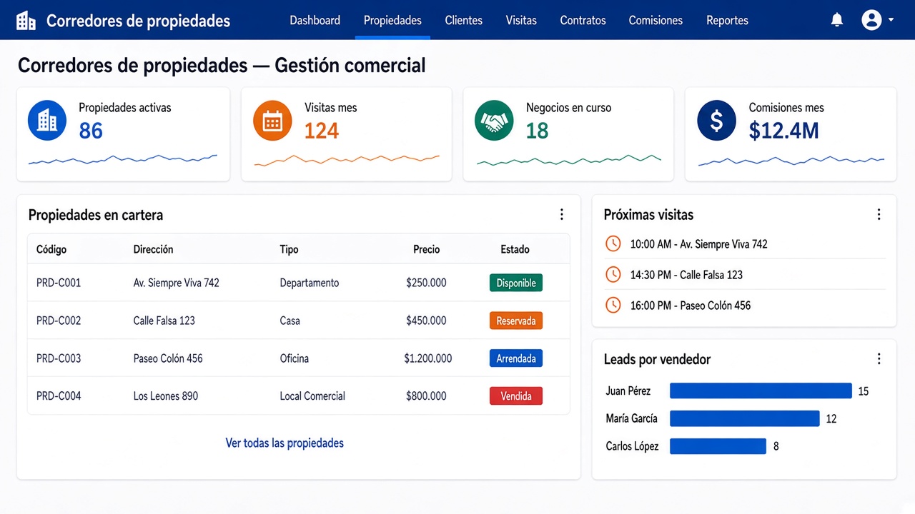Ejemplo ilustrativo: Corredores de propiedades