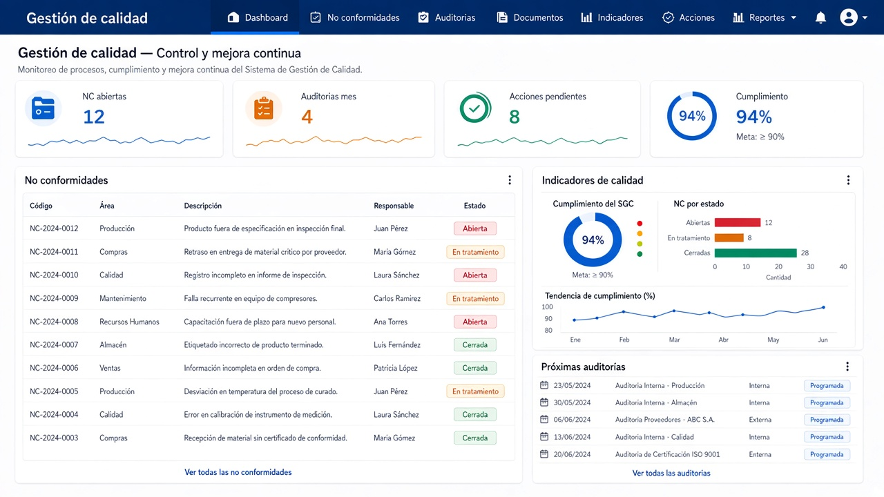 Ejemplo: Indicadores y cumplimiento