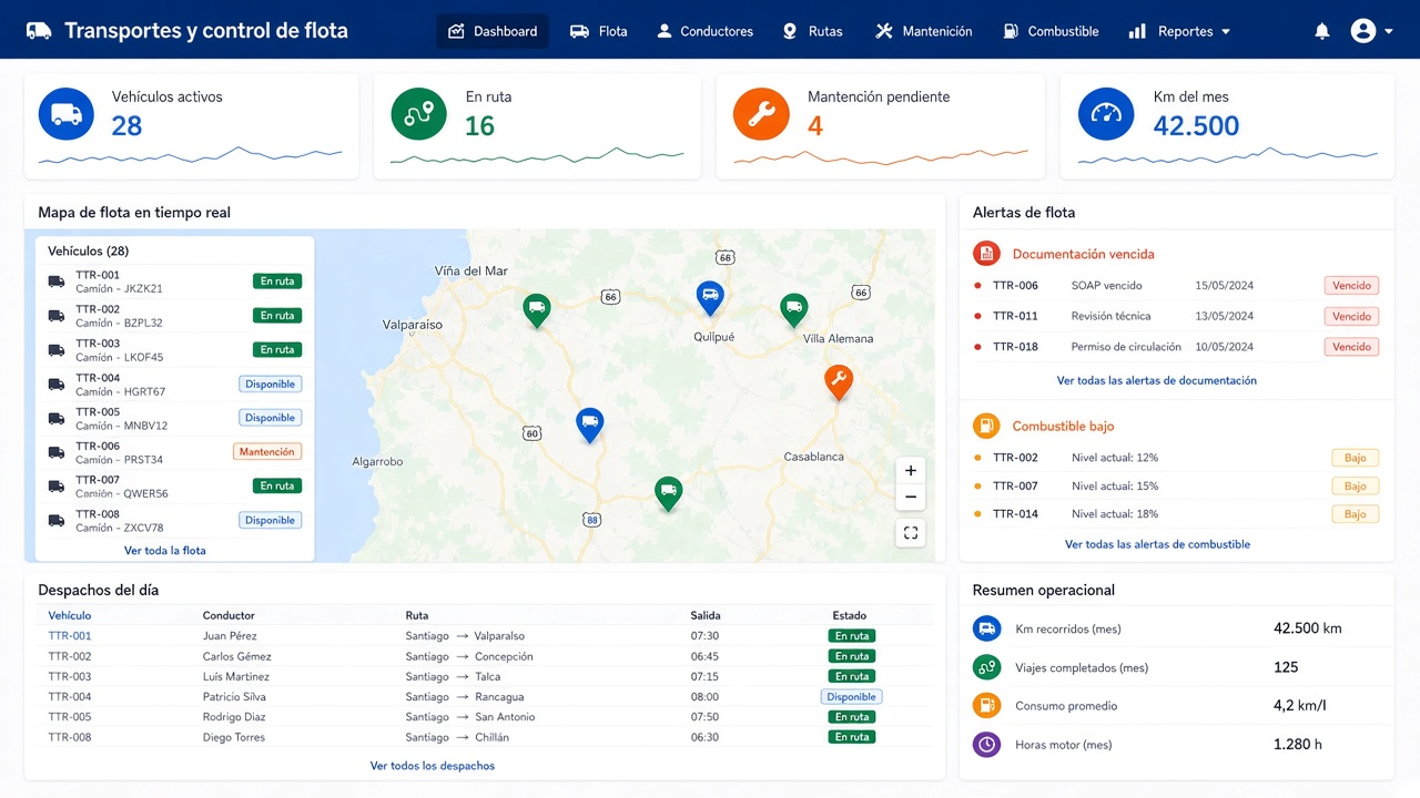Ejemplo: Rutas y despachos del día