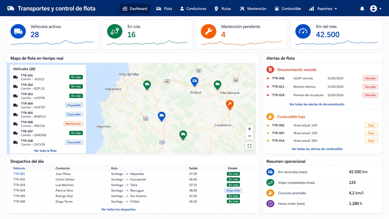 Ejemplo ilustrativo: Transportes y control de flota
